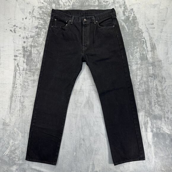Levi's 501 Original Fit Straight Jeans Mens Size 36x32 Black Denim - Picture 1 of 10